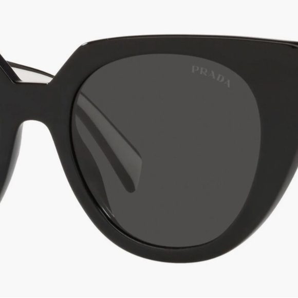 Prada 52mm Cat Eye Sunglasses Black Talc Grey White Sunnies Authenticated - Picture 5 of 12